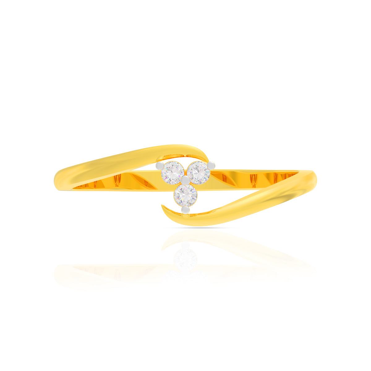 Elegant Simple Trio Stone Gold Ring