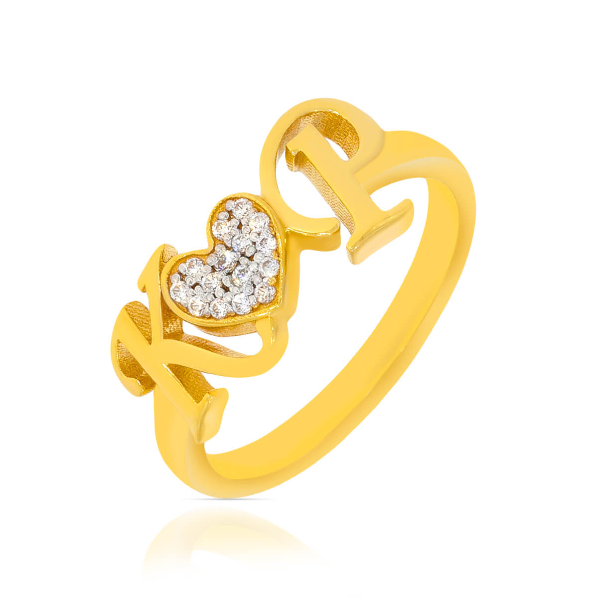 Dazzling Heart Gold Ring for Women