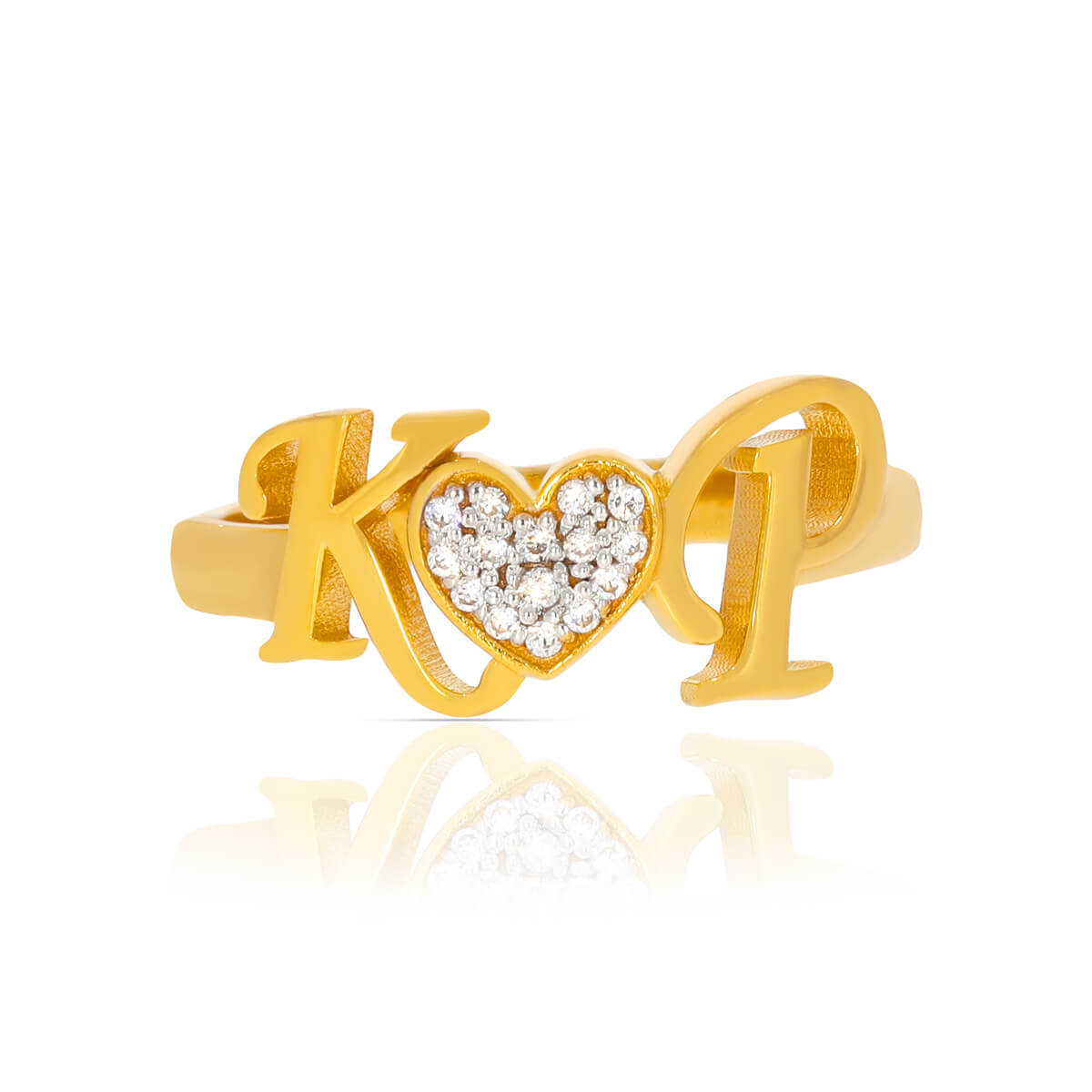 Dazzling Heart Gold Ring for Women