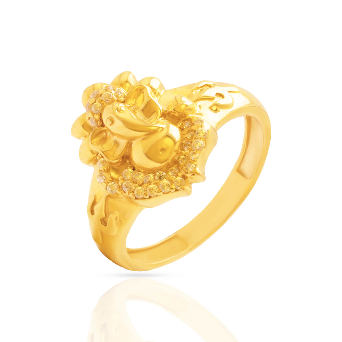 Elegantly Crafted Golden Ganesha Ring for Men 22K