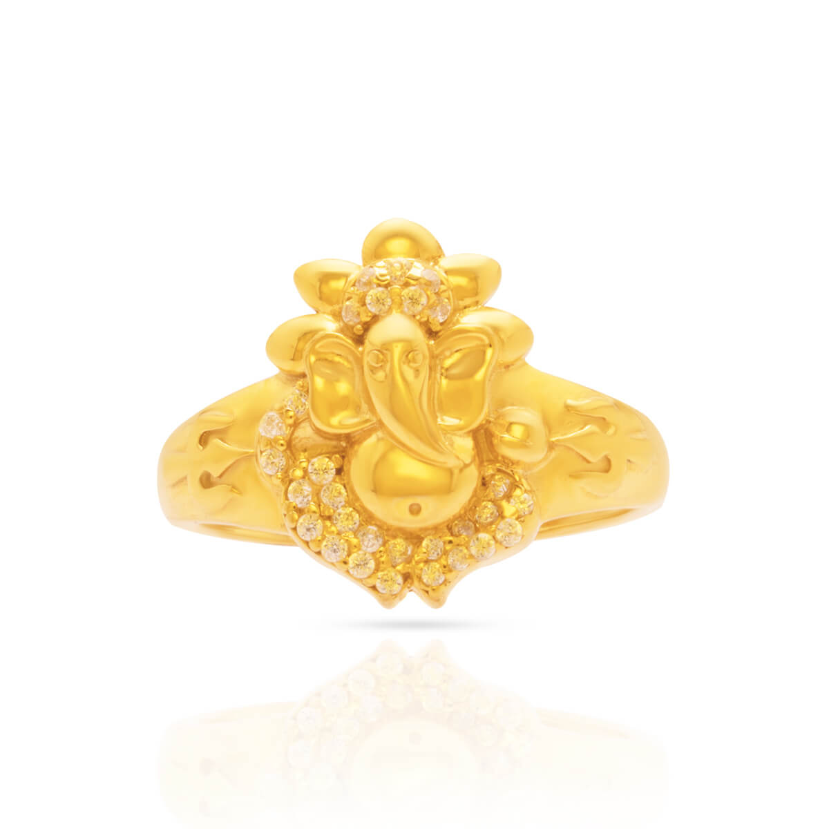 Elegantly Crafted Golden Ganesha Ring for Men 22K