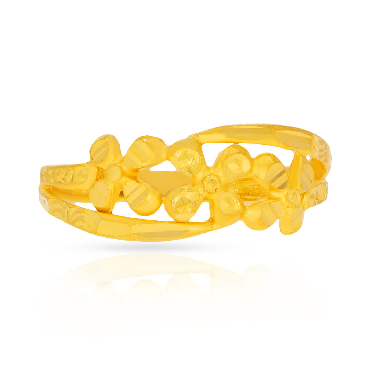 Gleaming Floral Blooms Gold Women Ring