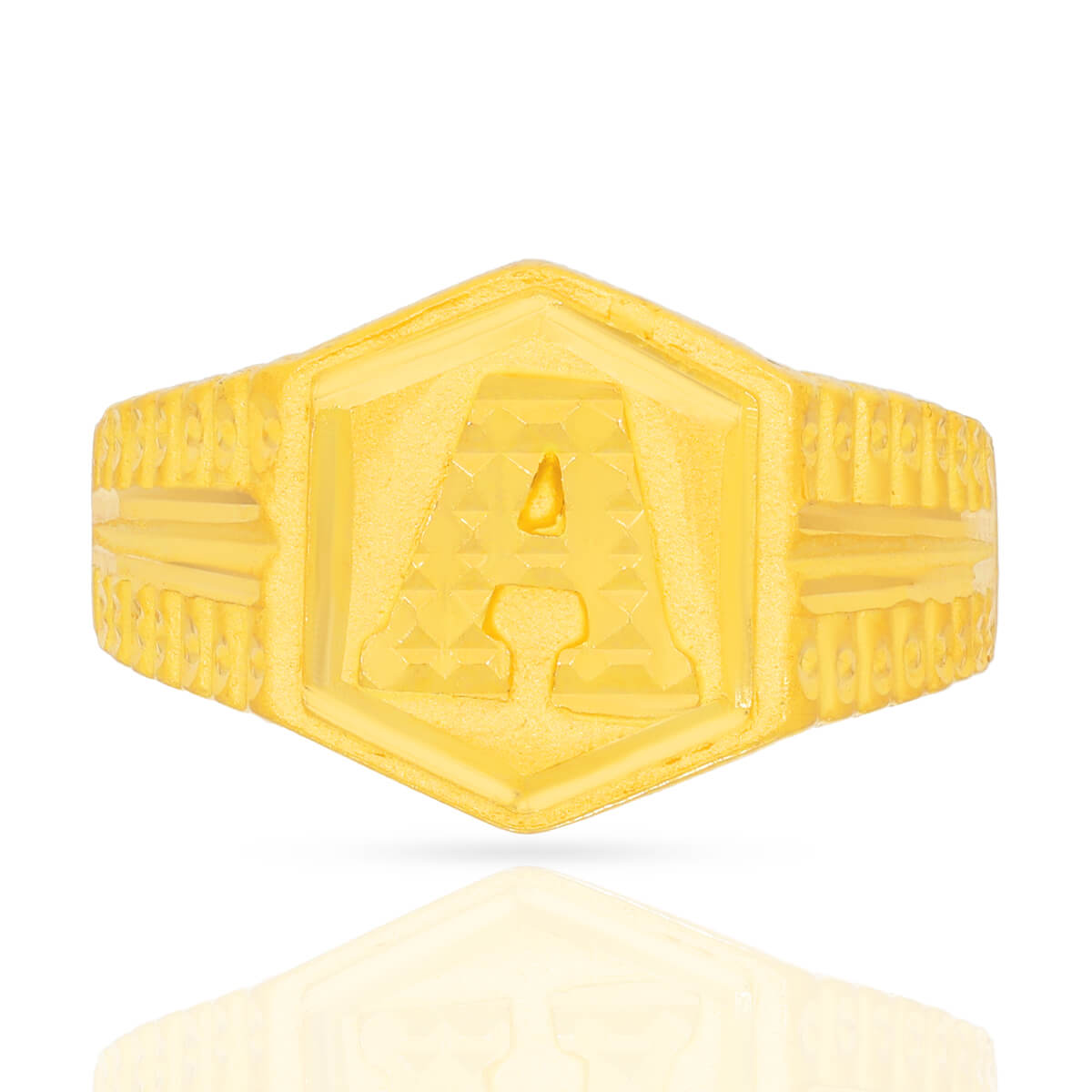 Elegant A Initial 22K Gold Men Ring