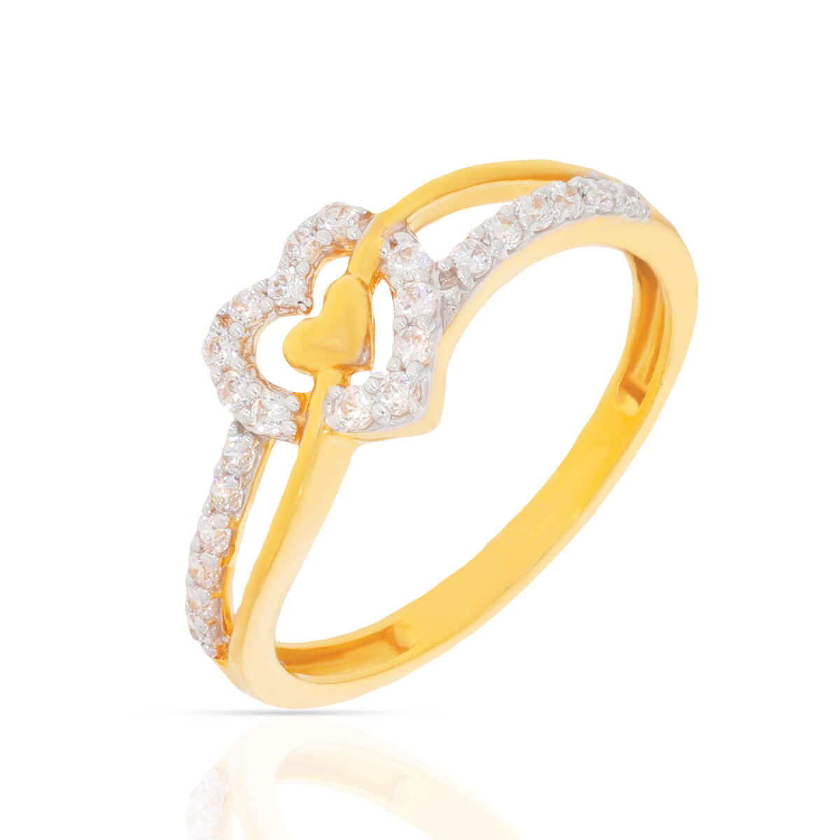 Minimalist Heart Dazzle Gold Ring for Women