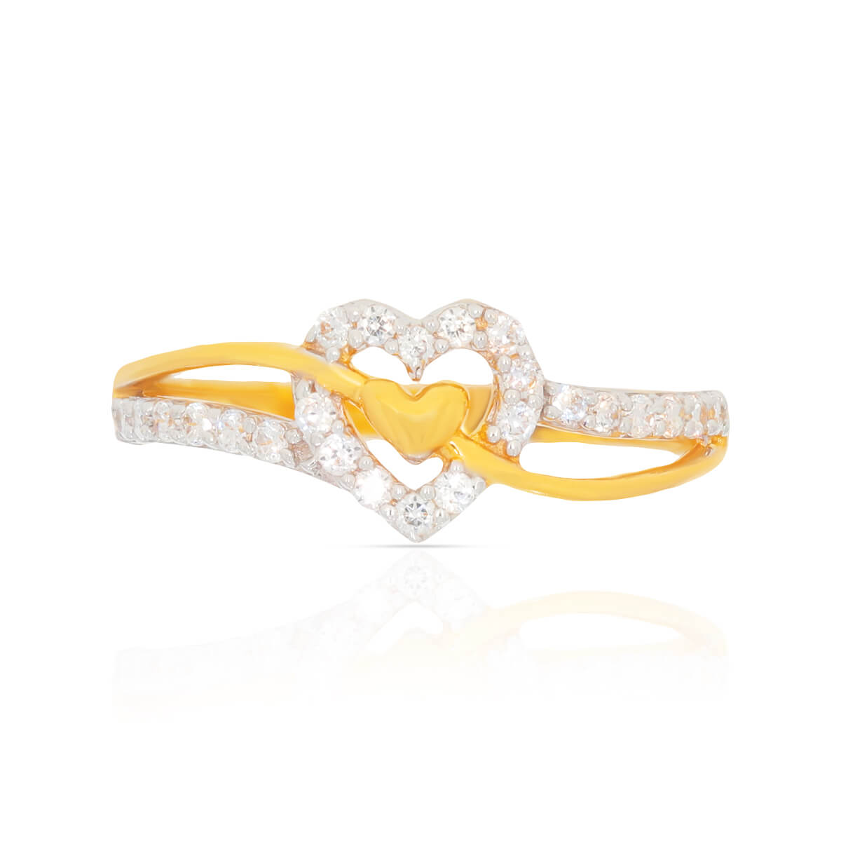 Minimalist Heart Dazzle Gold Ring for Women