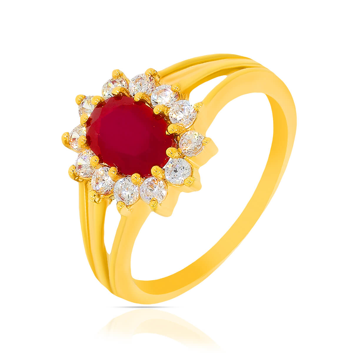 Crimson Elegance Gold Women Ring
