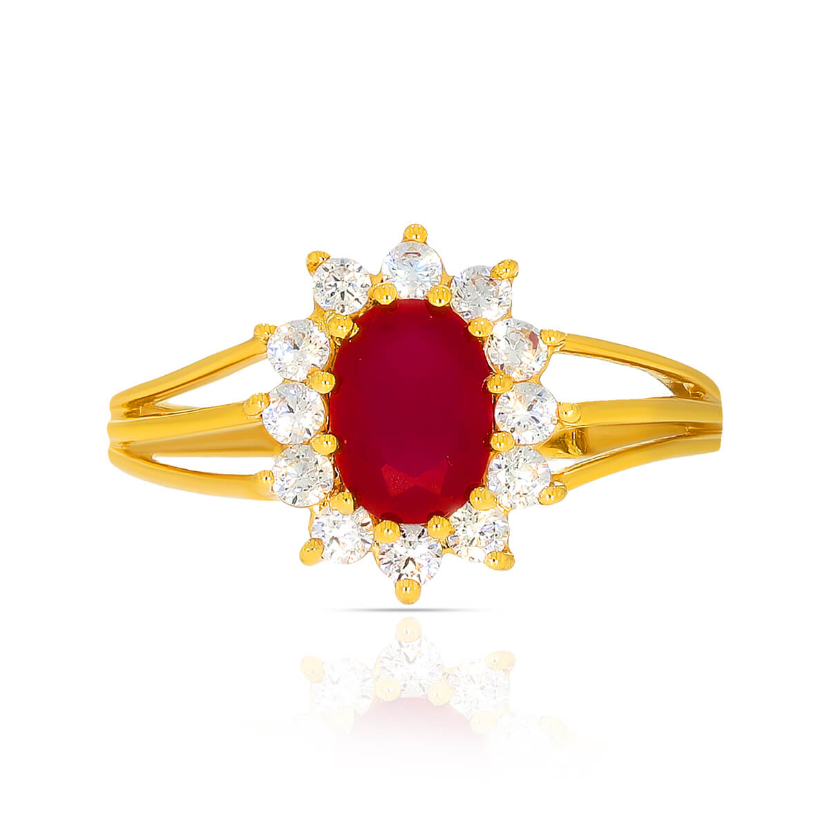 Crimson Elegance Gold Women Ring
