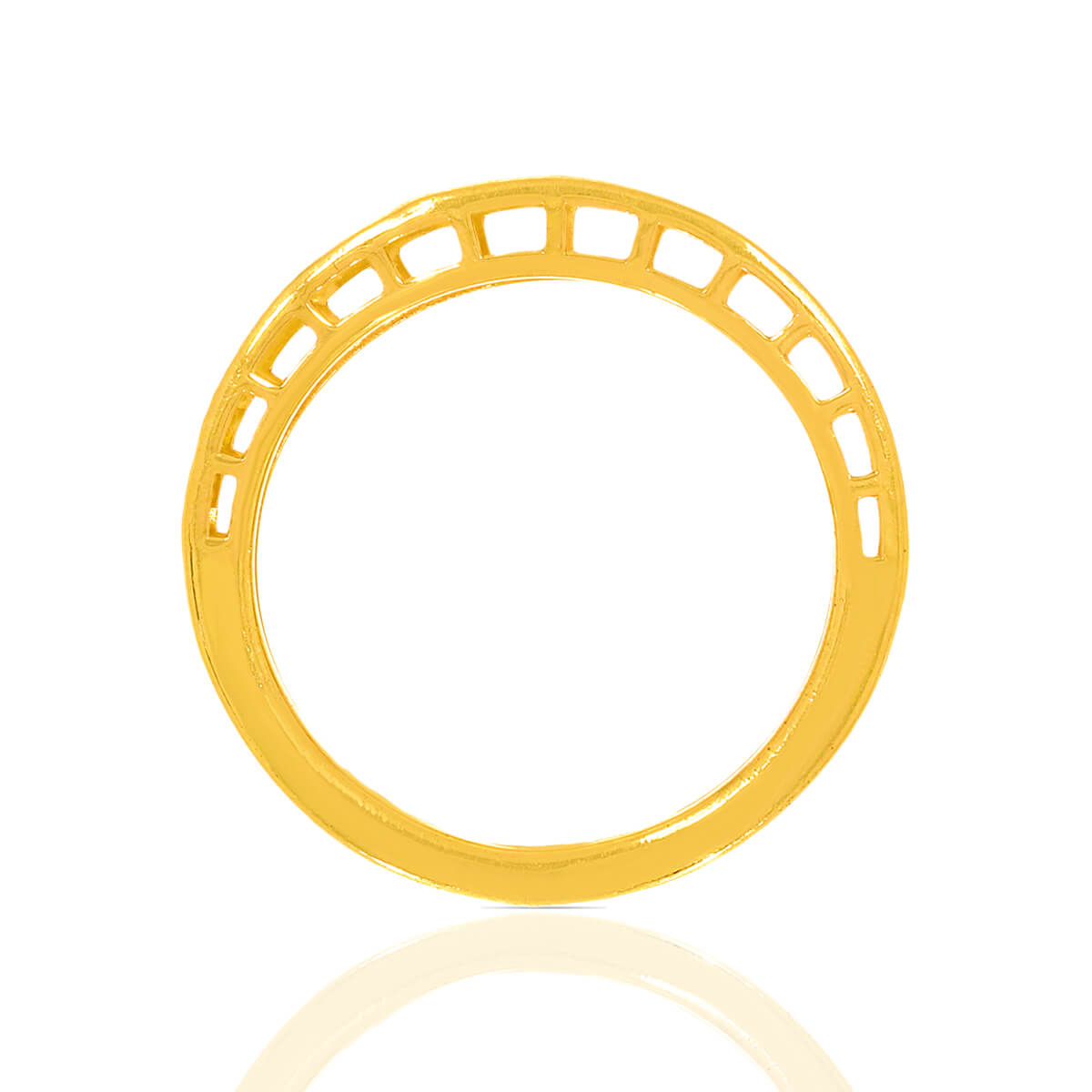 Om Laser Cut Design Gold Band Ring