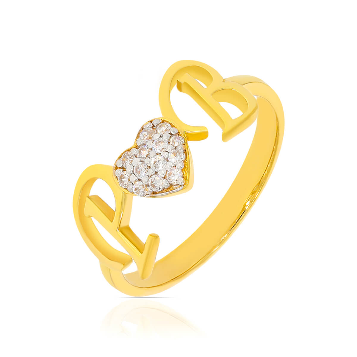 Shimmering Heart Gold Ring for Women