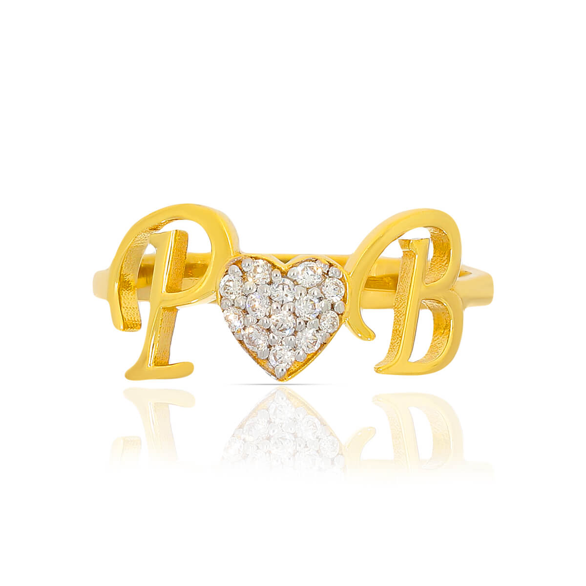 Shimmering Heart Gold Ring for Women