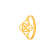 Enigmatic Floral Charm Gold Ring for Women