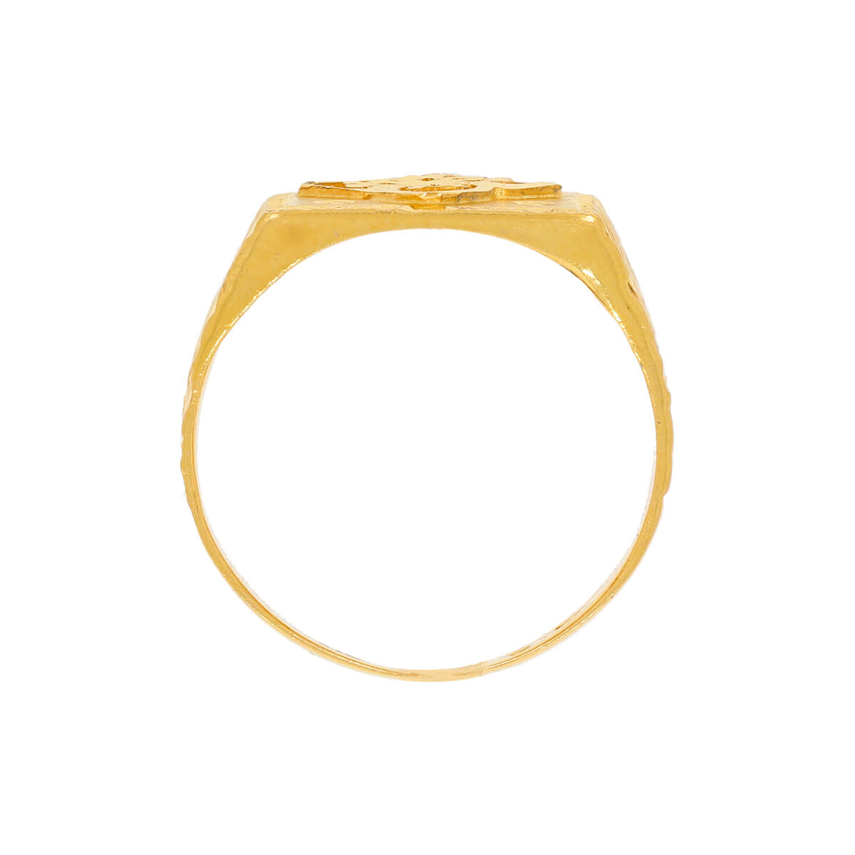 Square Textured Gold Ring for Men