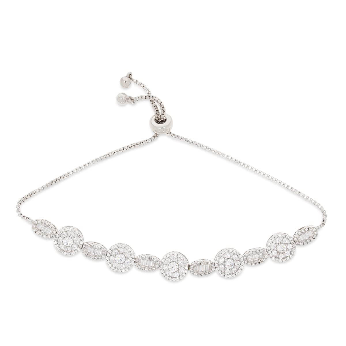 Diamond Cluster Bracelet In Silver