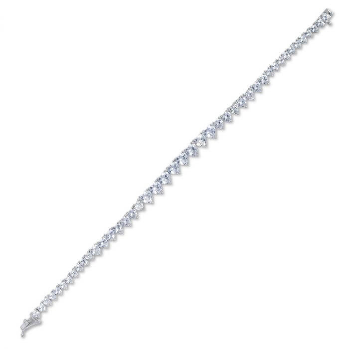 Crystal Hearts Bracelet in Silver