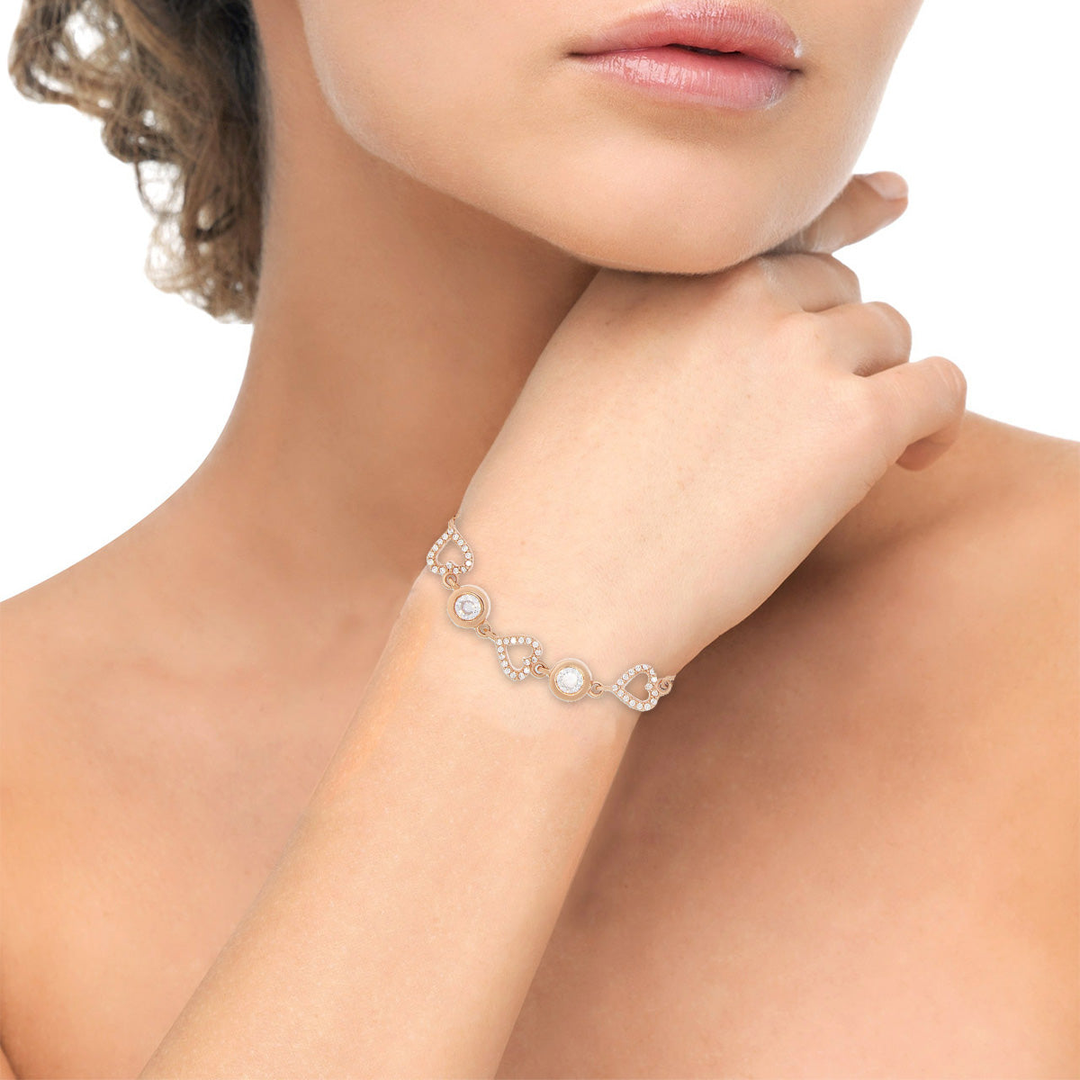 Sparkling Heart Link Bracelet
