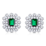 Classic Emerald Silver Stud Earrings