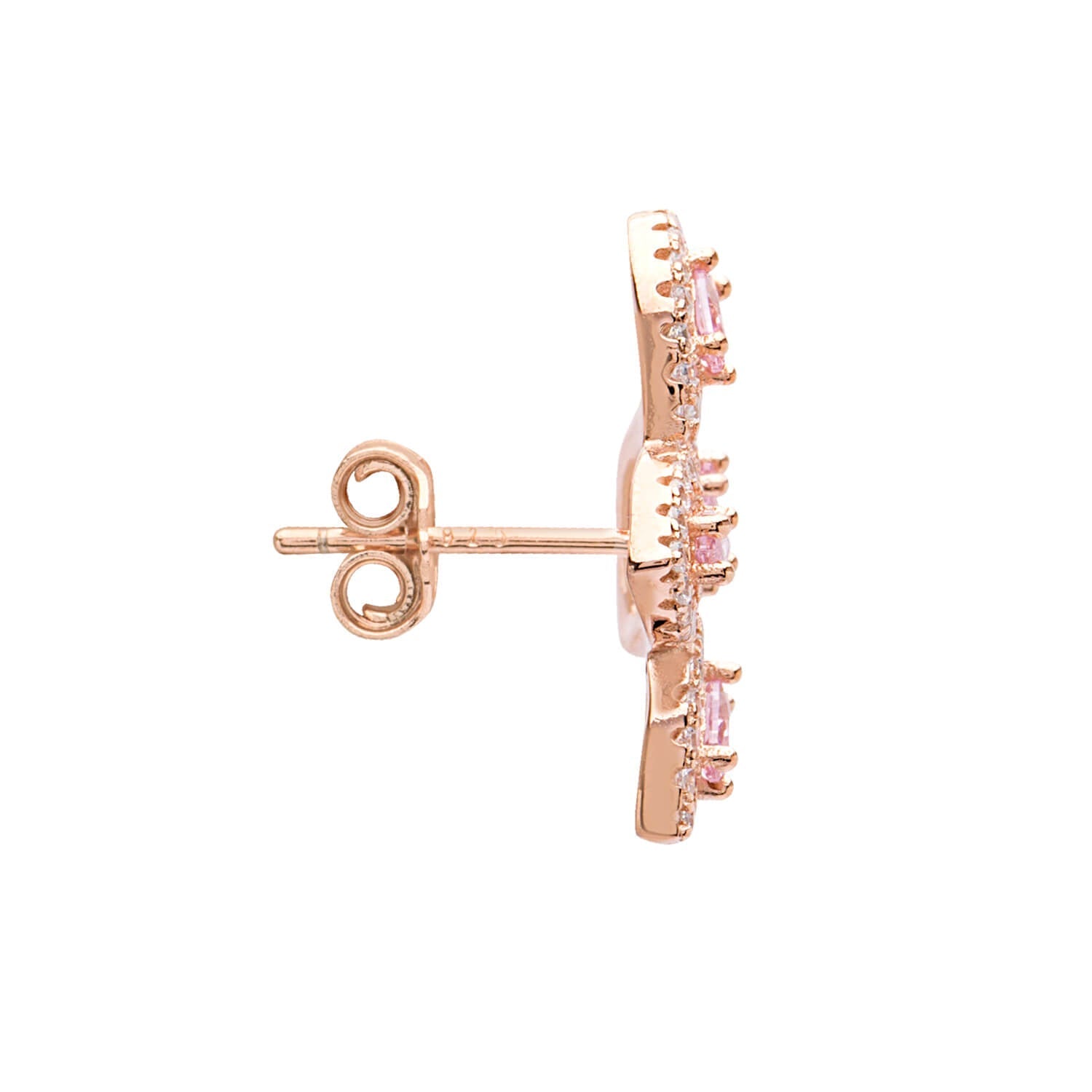 Diamond Leaf Silver Stud Earrings