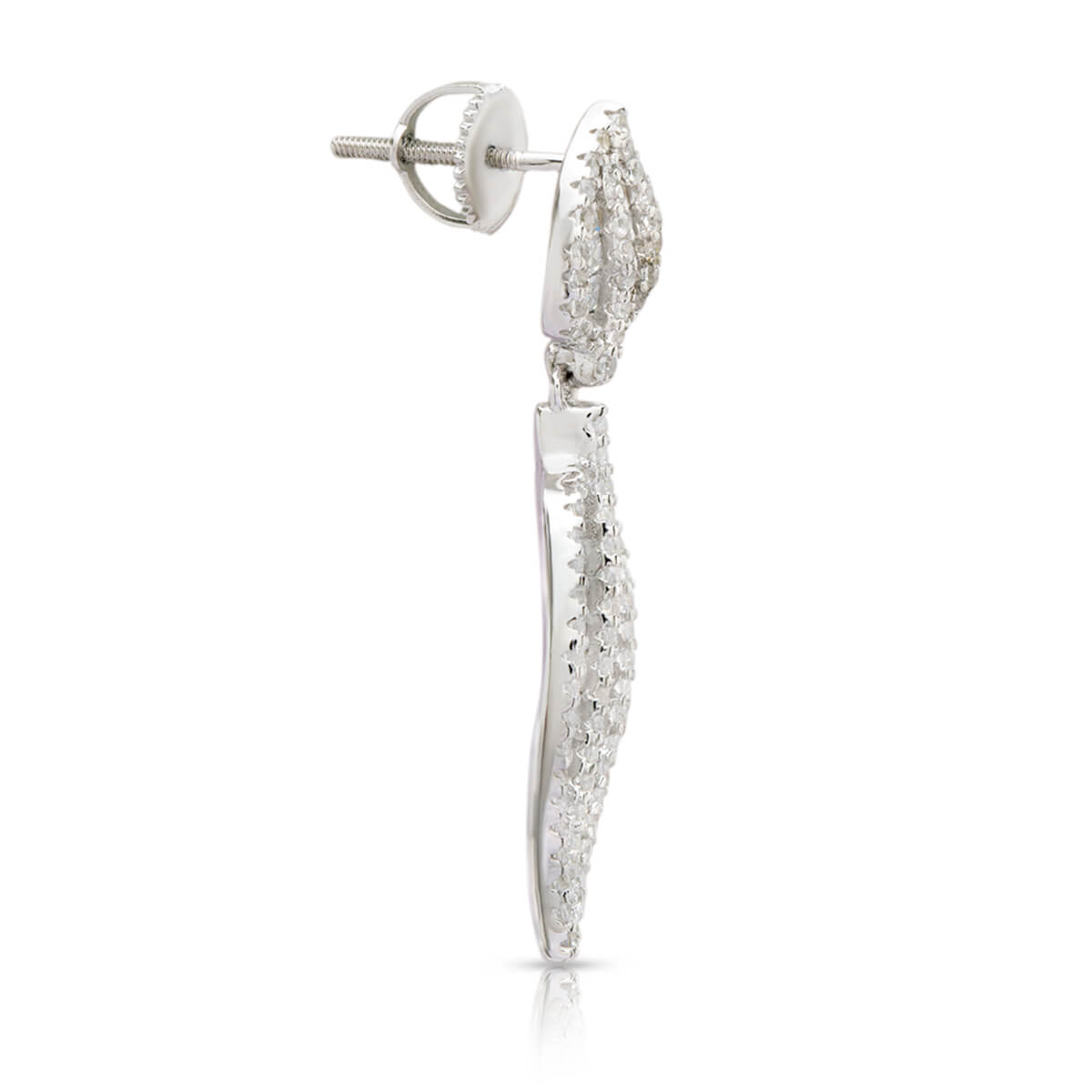 Swaying Leaf Dangle Earrings In Silver