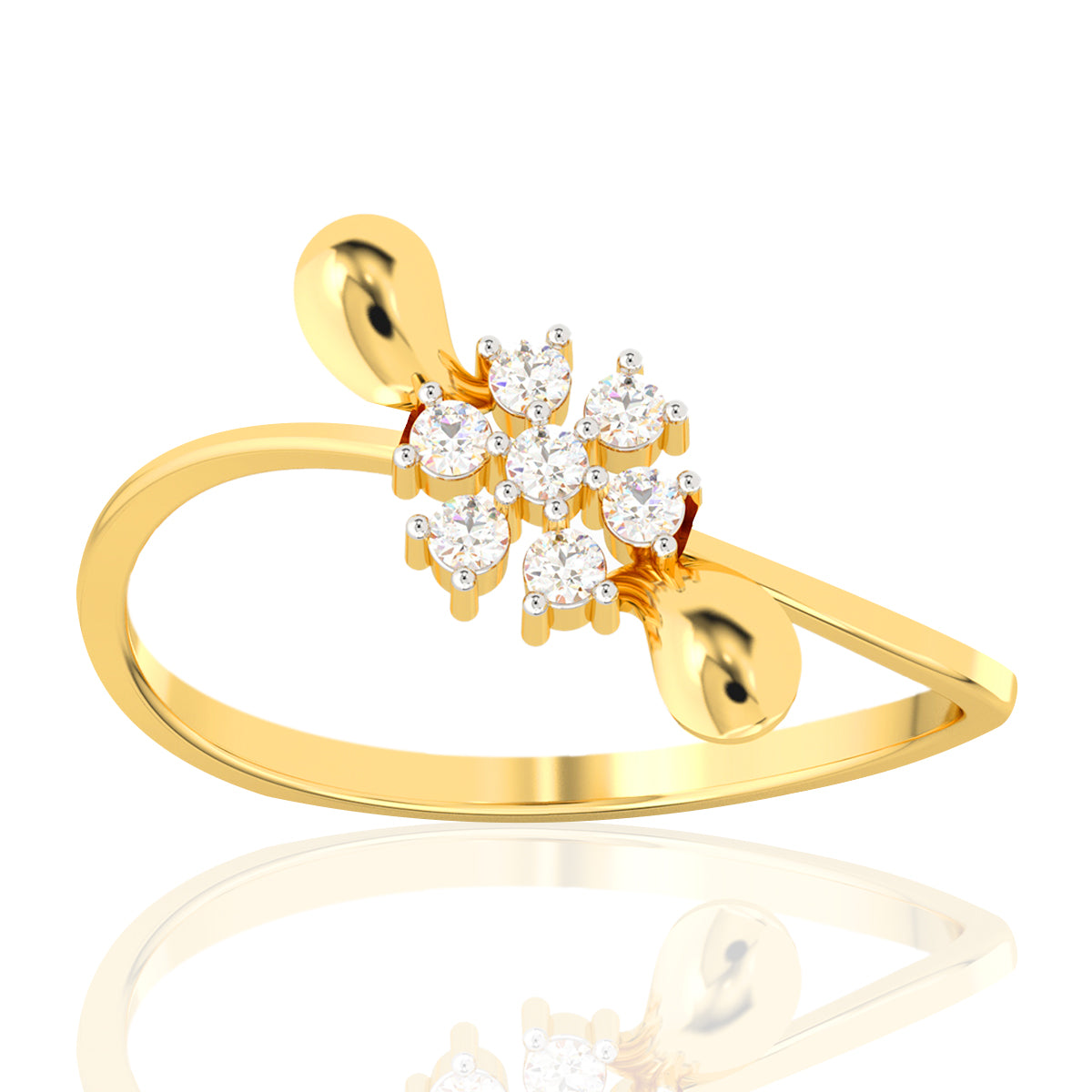 Shimmering Full Bloom Gold Ring for Women