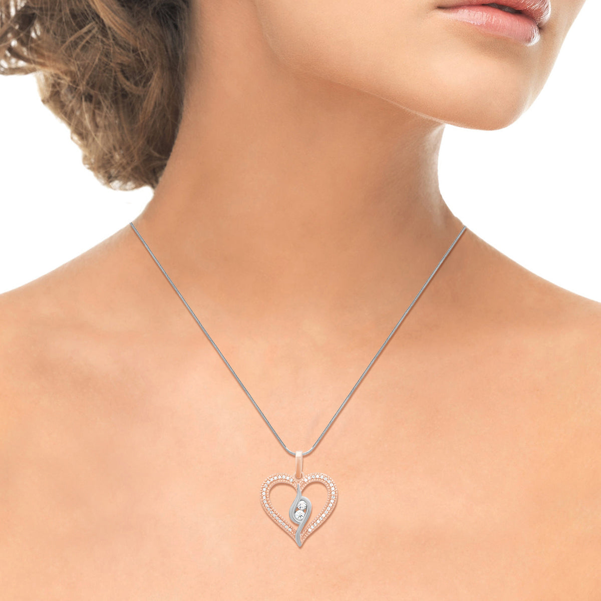 Sterling Silver Rose Gold Heart Pendant