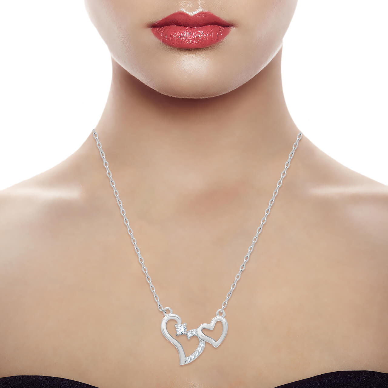 In Love Silver Hearts Pendant