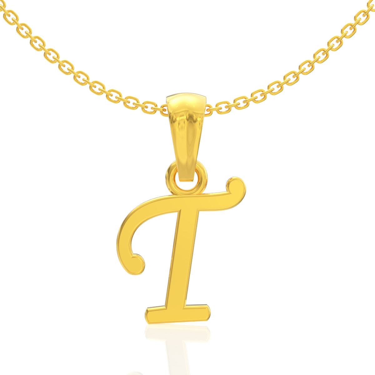 Timeless "T" Letter Gold Pendant