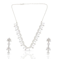 Striking Diamonds Necklace Set In Silver
