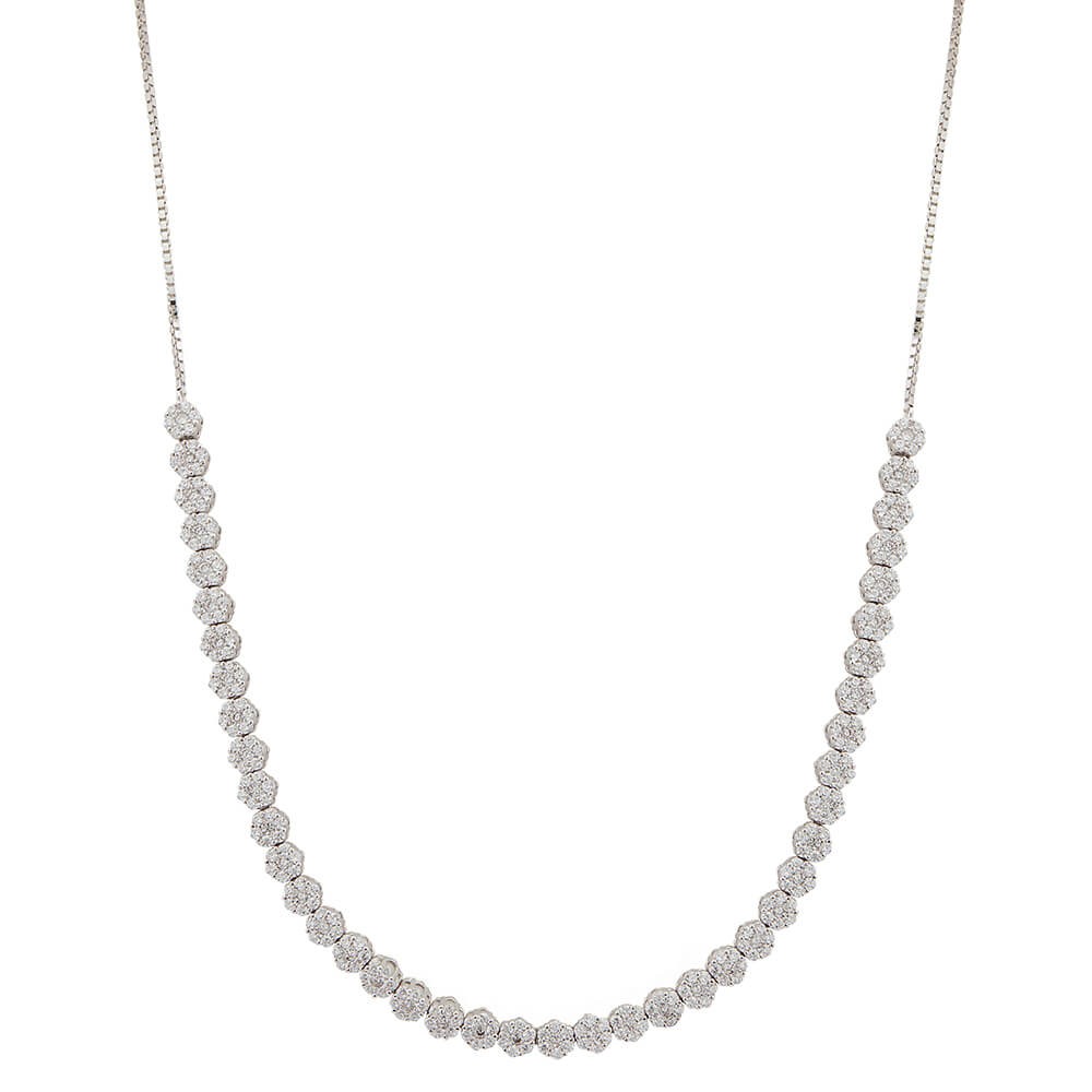 Elegant Diamond Necklace Set In Silver