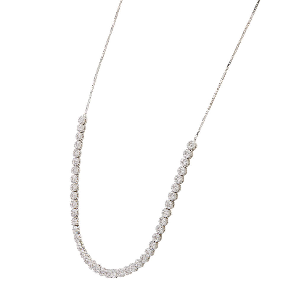 Elegant Diamond Necklace Set In Silver