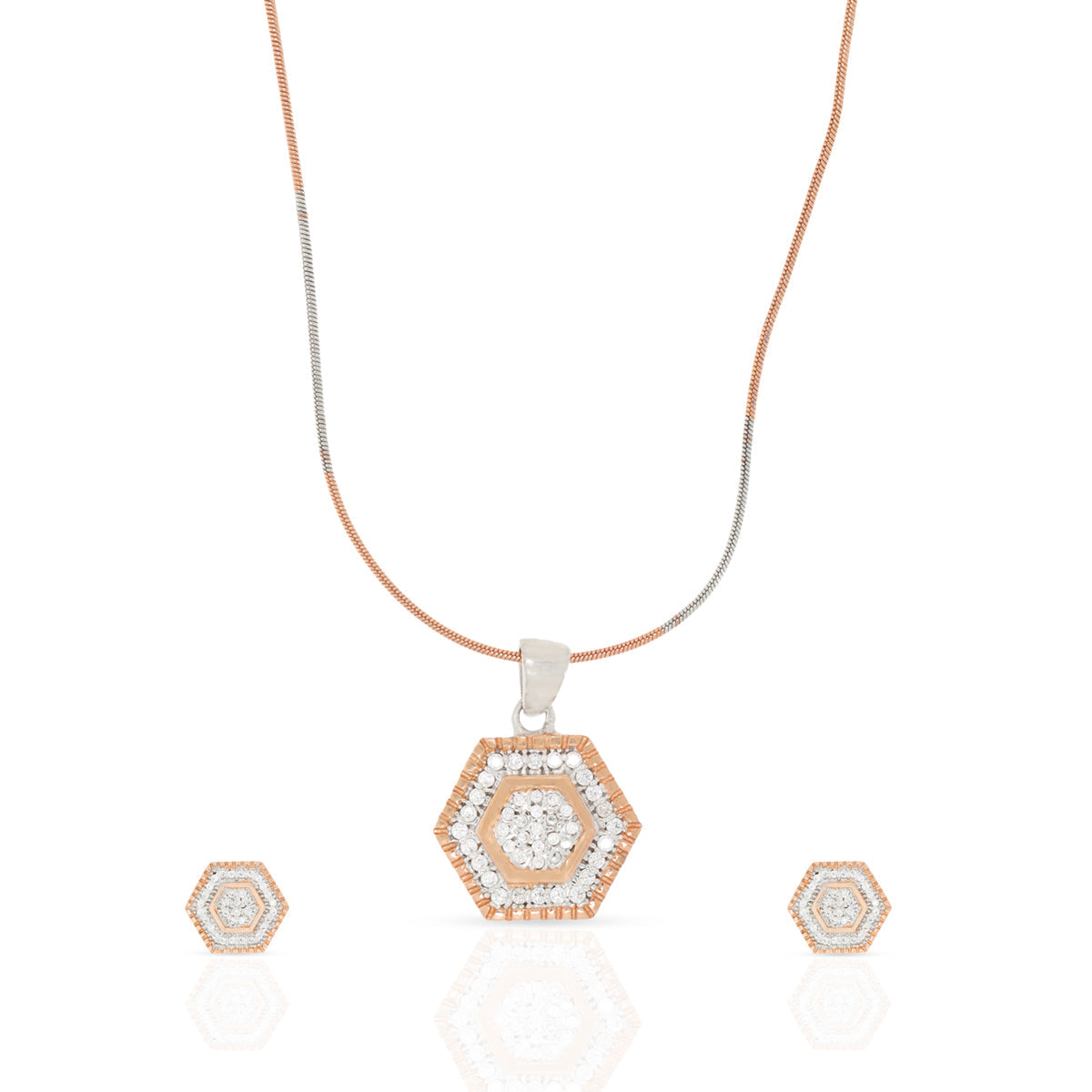 Silver Honeycomb Pendant Set