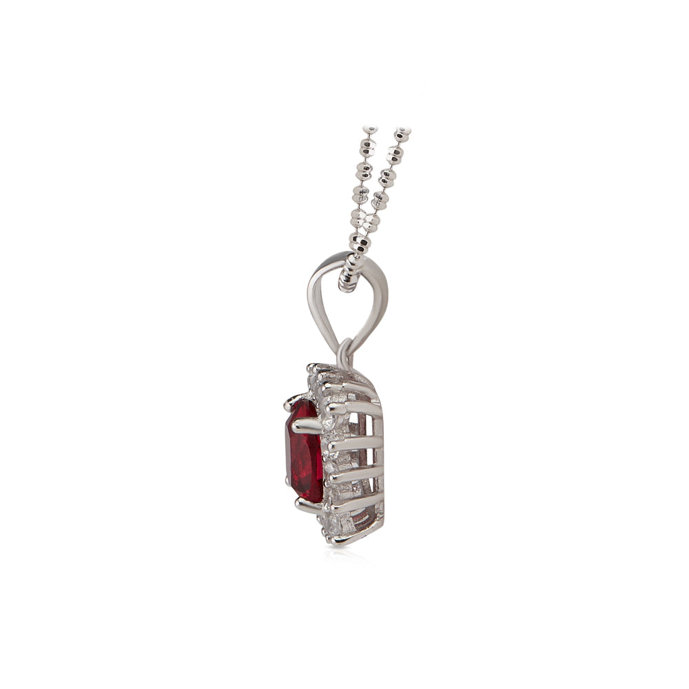 Silver Royal Red Pendant Set