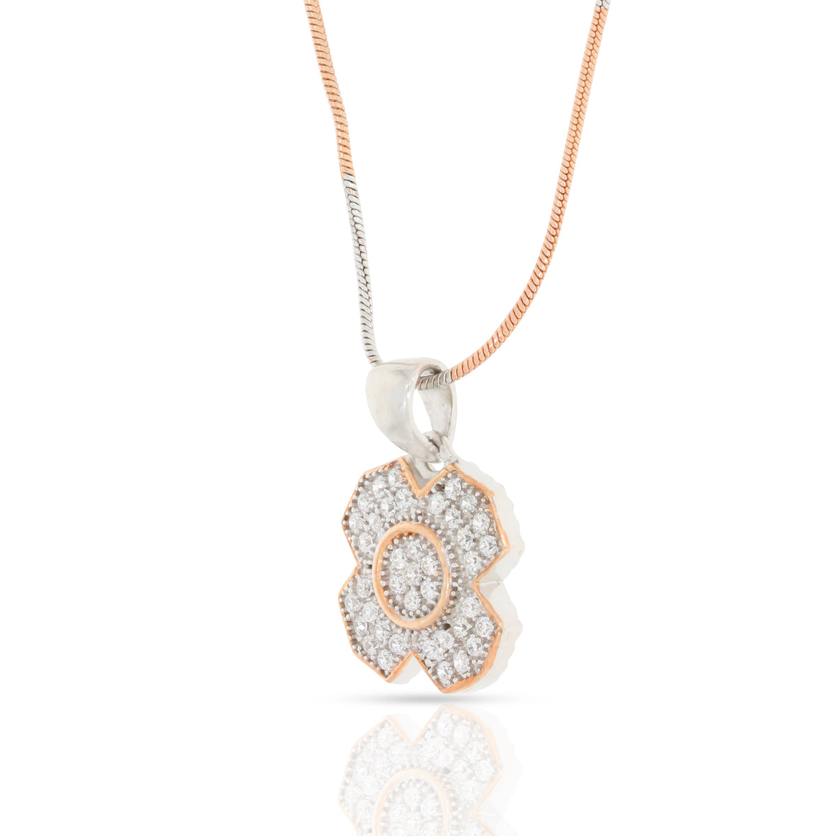 Floral Diamond Pendant Set In Silver