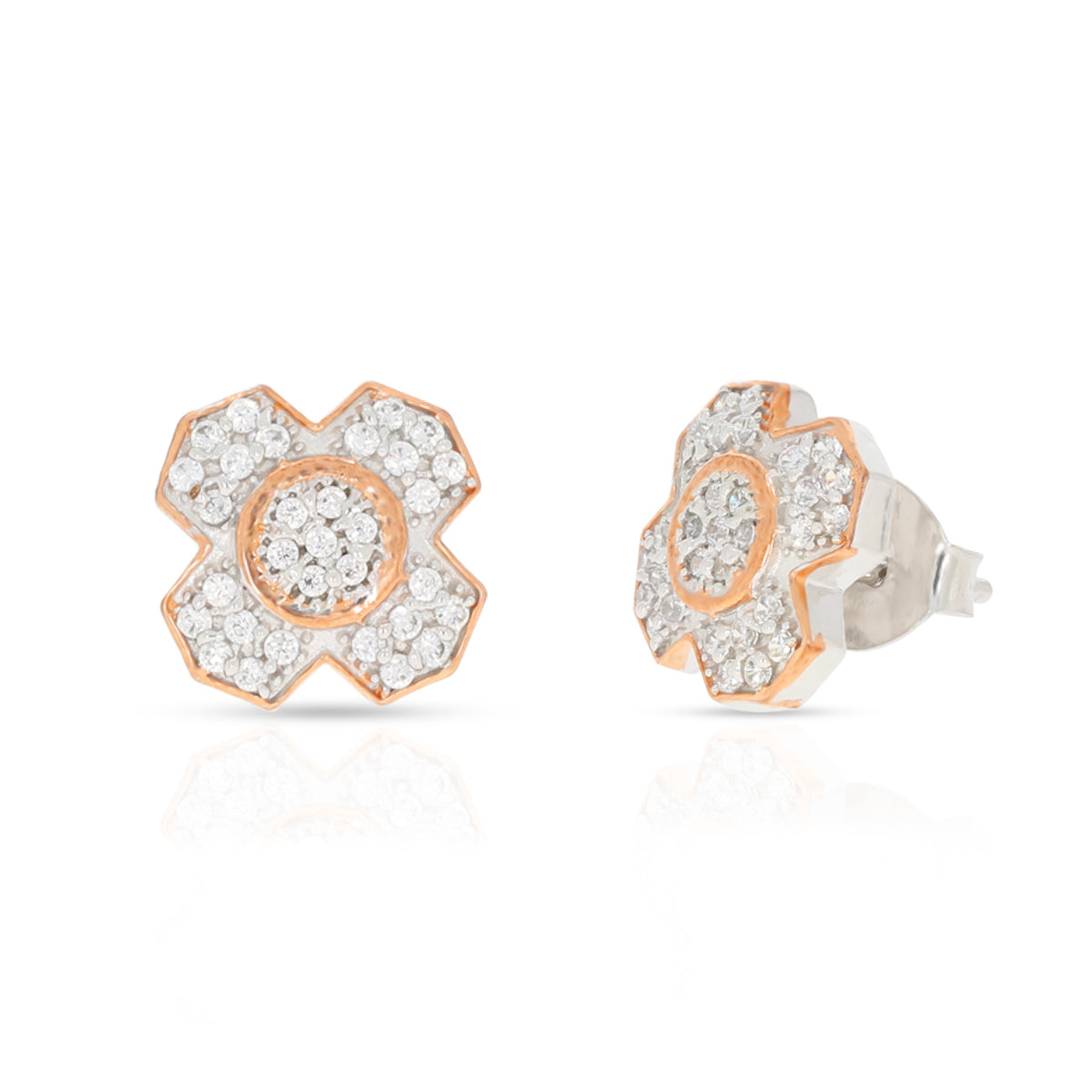 Floral Diamond Pendant Set In Silver