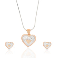 Sterling Silver Heart Pendant Set