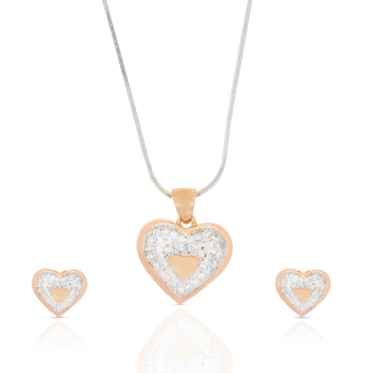 Sterling Silver Heart Pendant Set