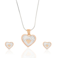 Sterling Silver Heart Pendant Set
