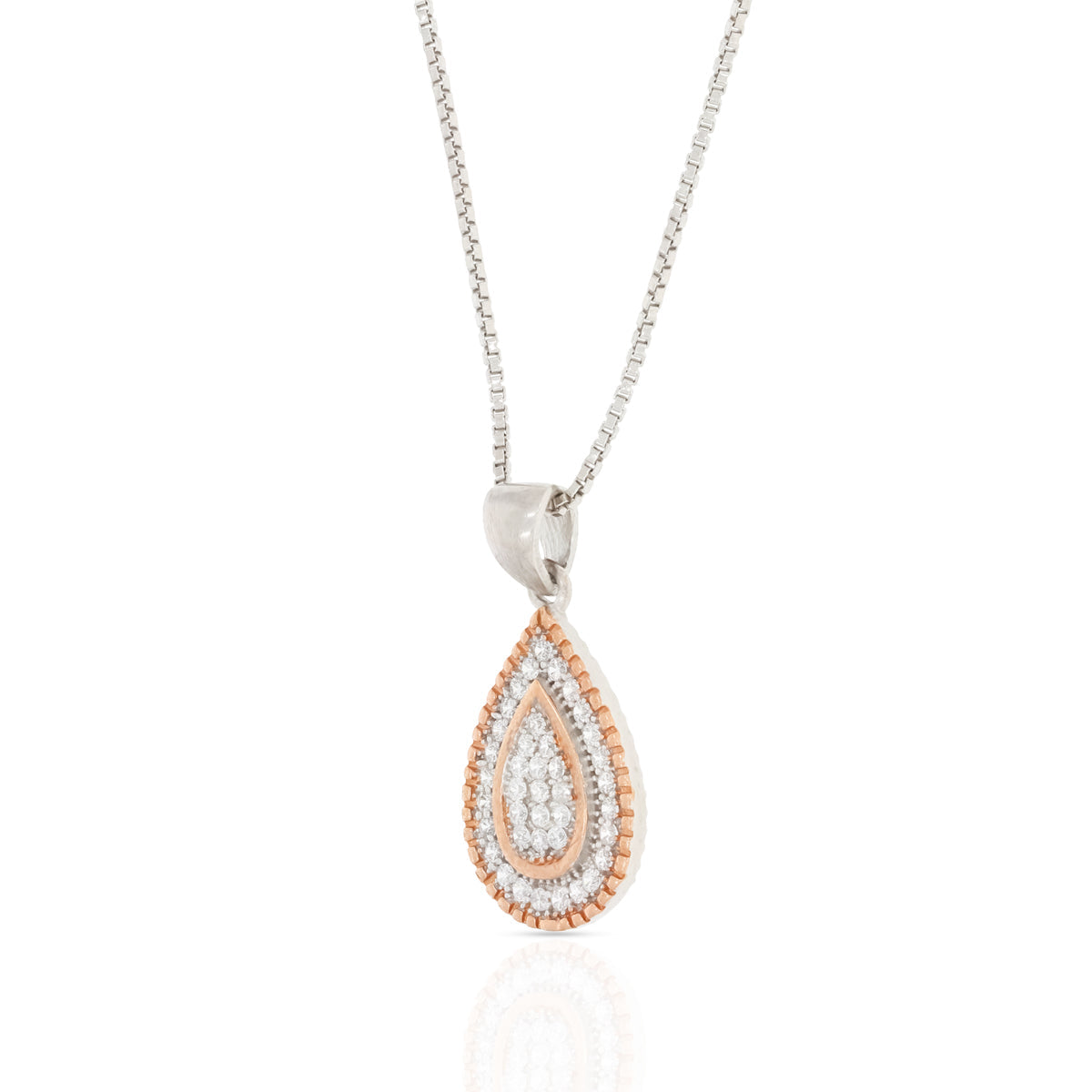 Refined Diamond Drop Silver Pendant