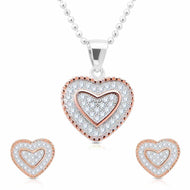 Heart Beat Silver Diamond Pendant Set
