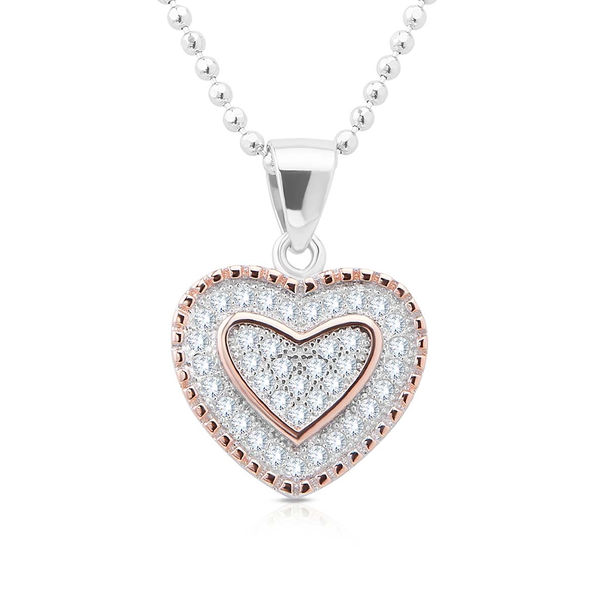 Heart Beat Silver Diamond Pendant Set