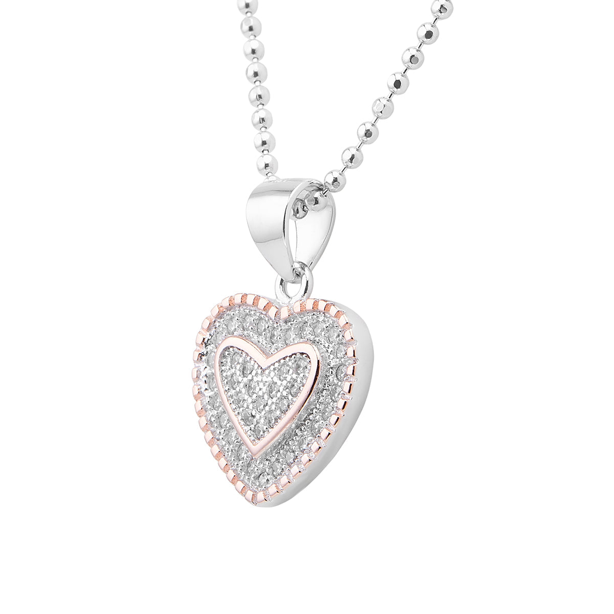 Heart Beat Silver Diamond Pendant Set