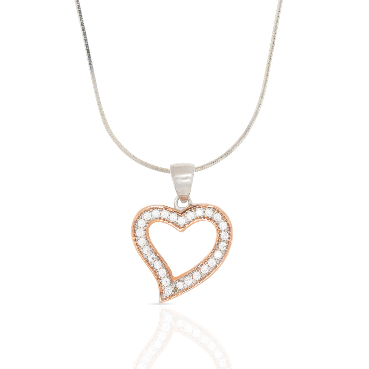 Diamond Heart Pendant Set In Silver