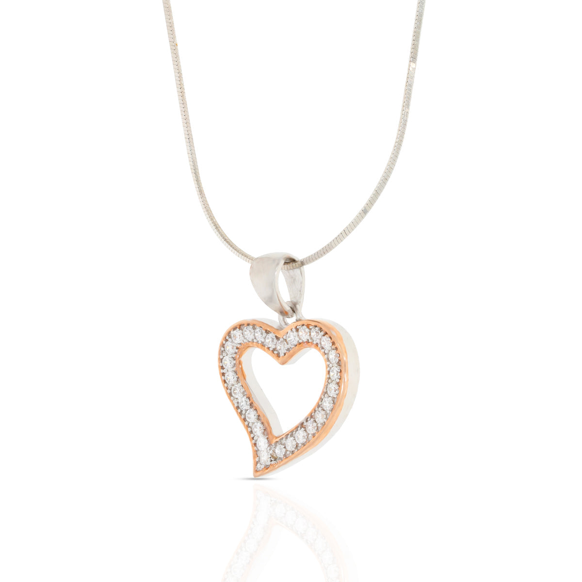 Diamond Heart Pendant Set In Silver
