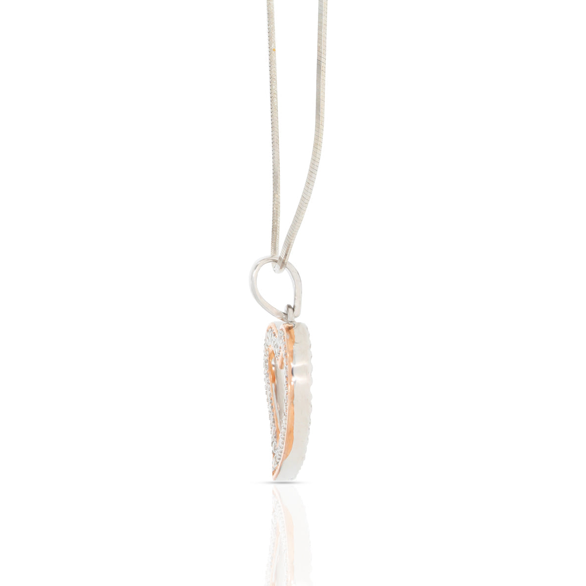 Diamond Heart Pendant Set In Silver