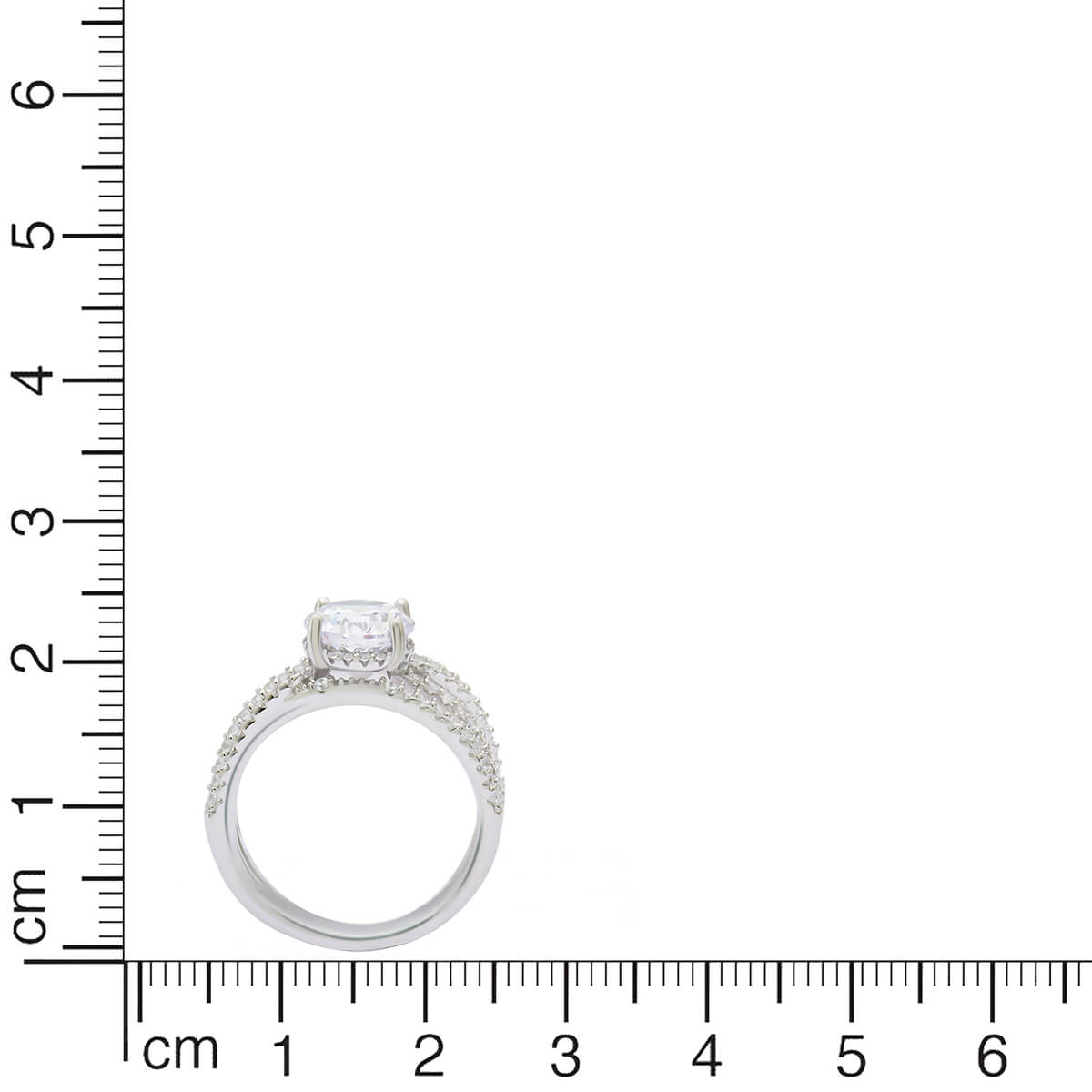 Flowing Solitaire Silver Studded Ring