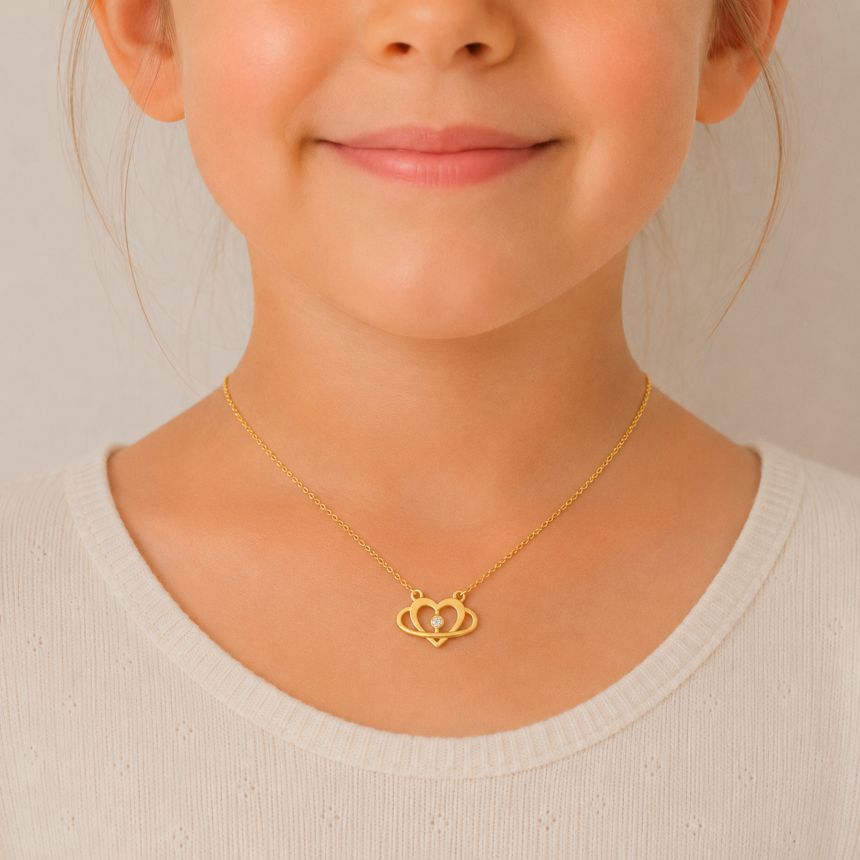 Sweet Heart Gold Locket with Chain for Kids
