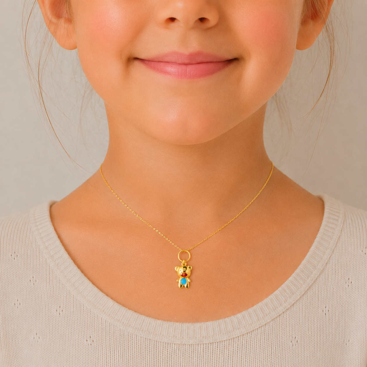 Cute Teddy Kids Gold Locket
