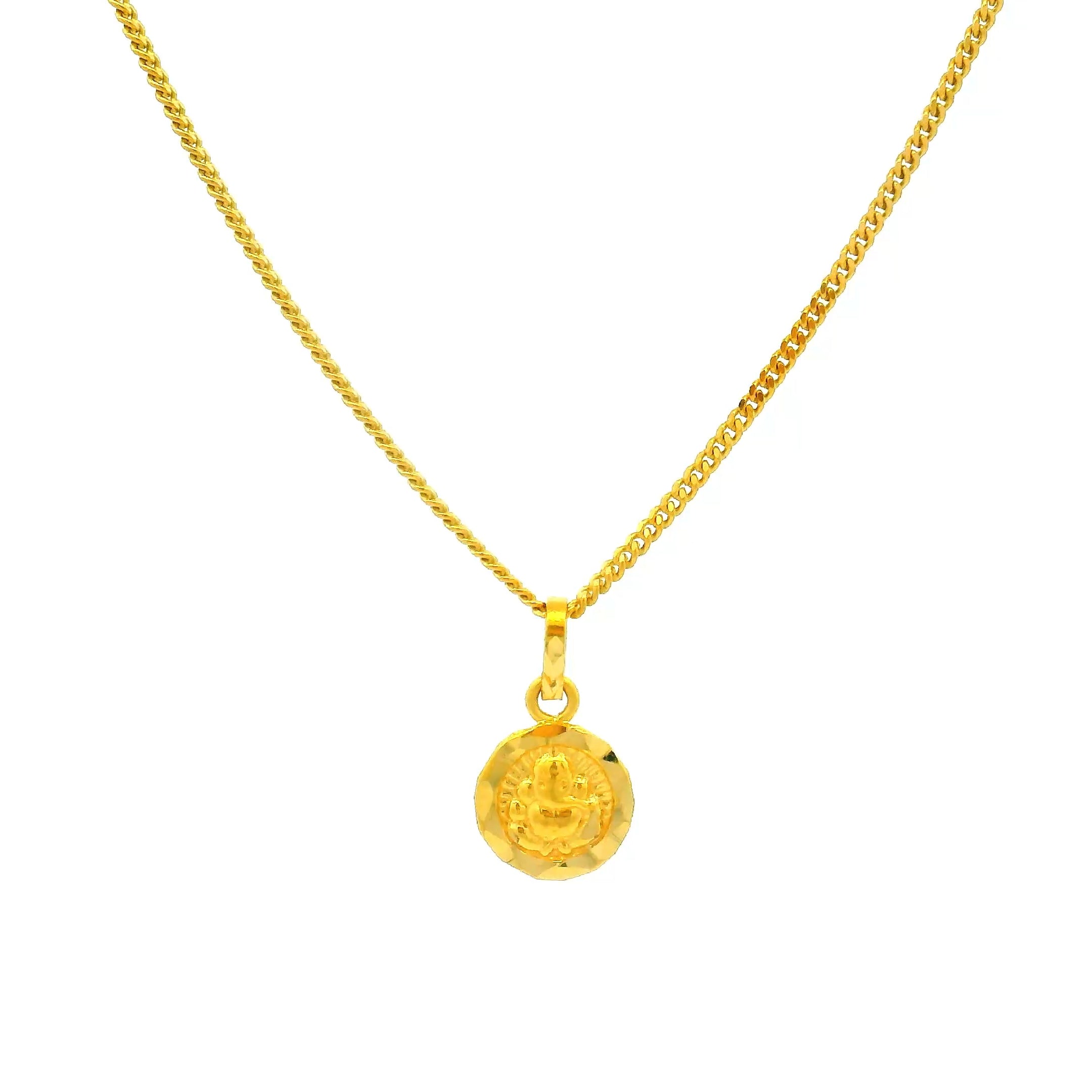 Adorable Bal Ganesha Gold Locket with Chain for Kids