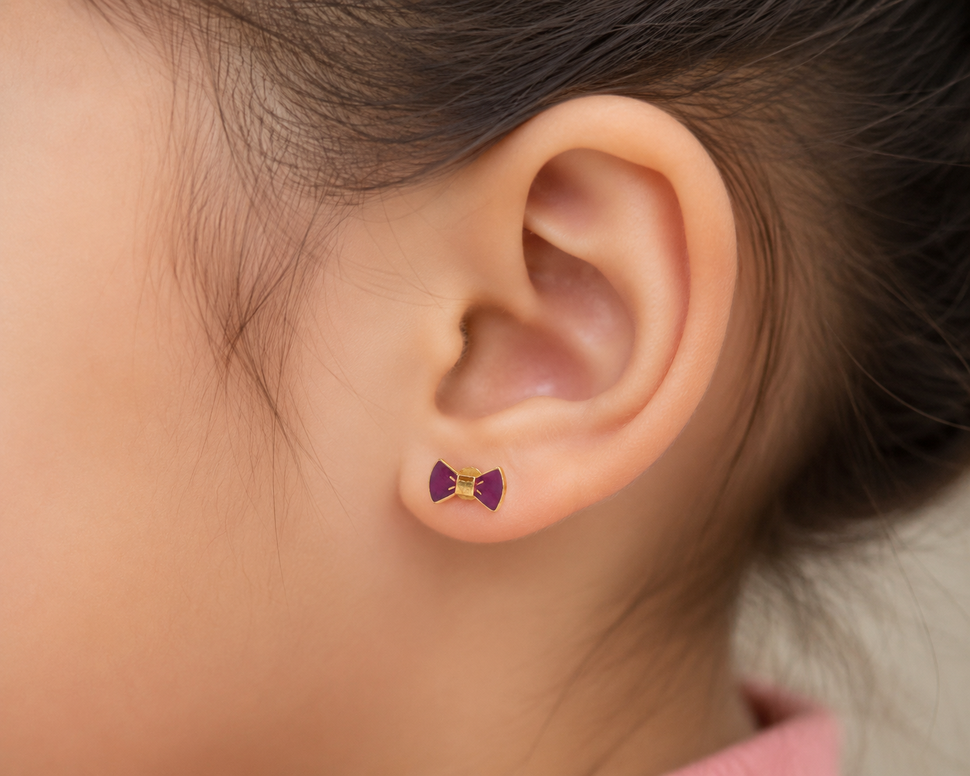 Cutsie Little Bow Gold Earrings for Kids