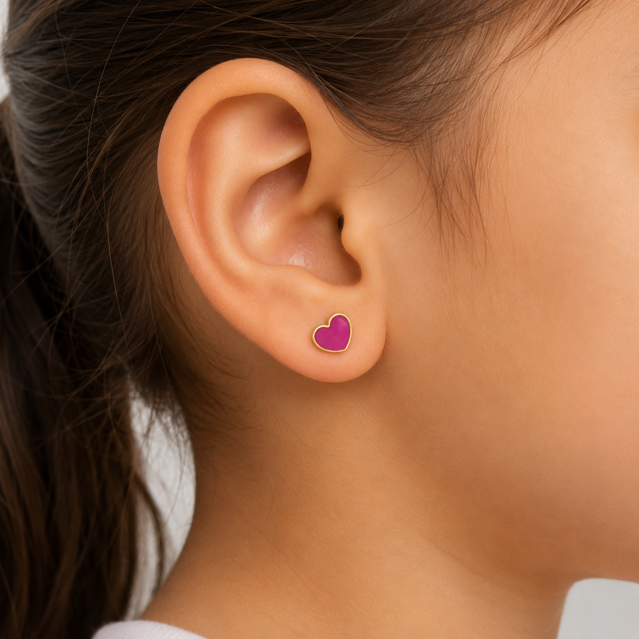 Cute Hearts Gold Earrings for Kids