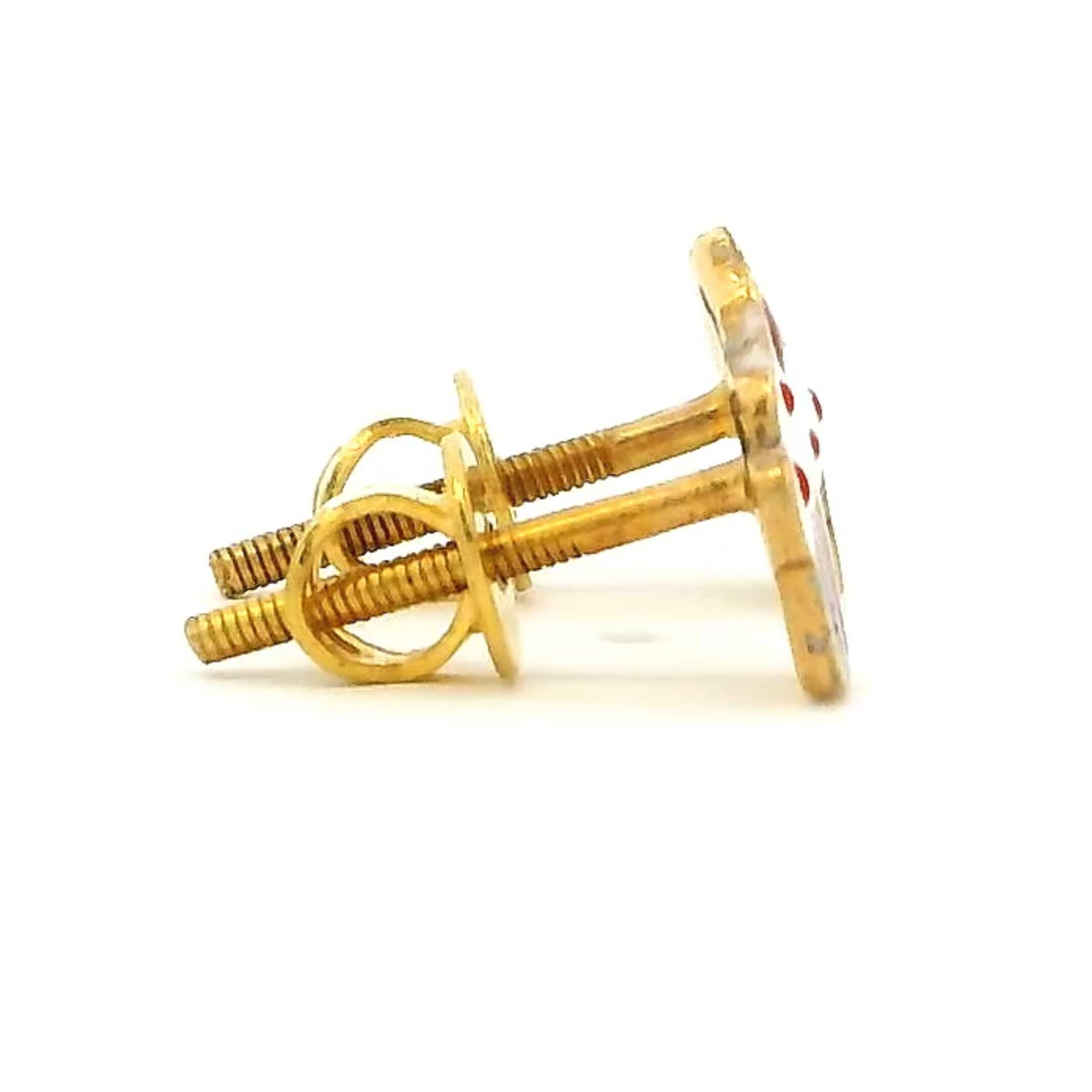 Cute Vanilla Cupcake 18K Gold Earrings for Kids